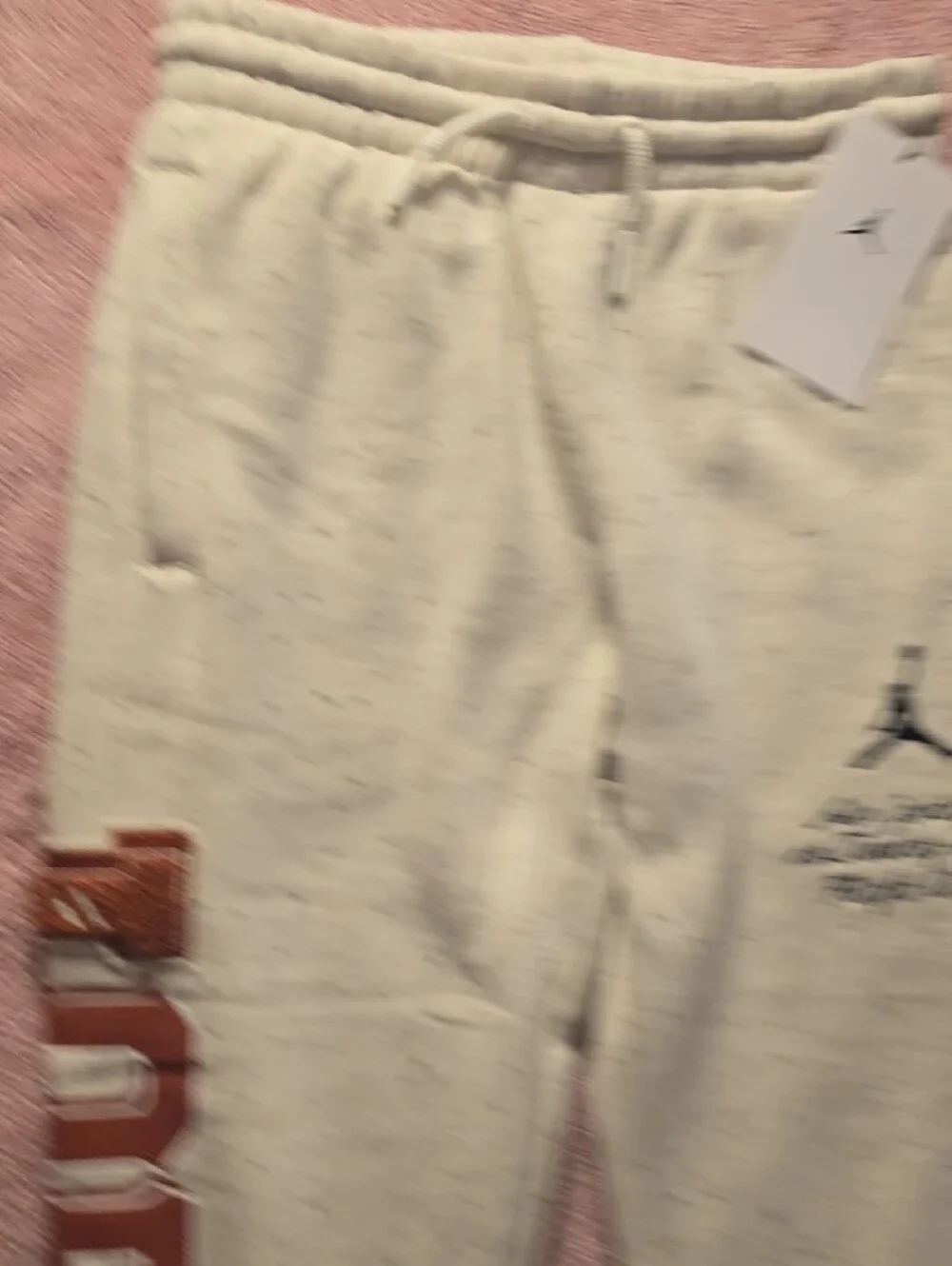 Jordan Kids Cream Speckled Joggers with Red Stripe Unisex
